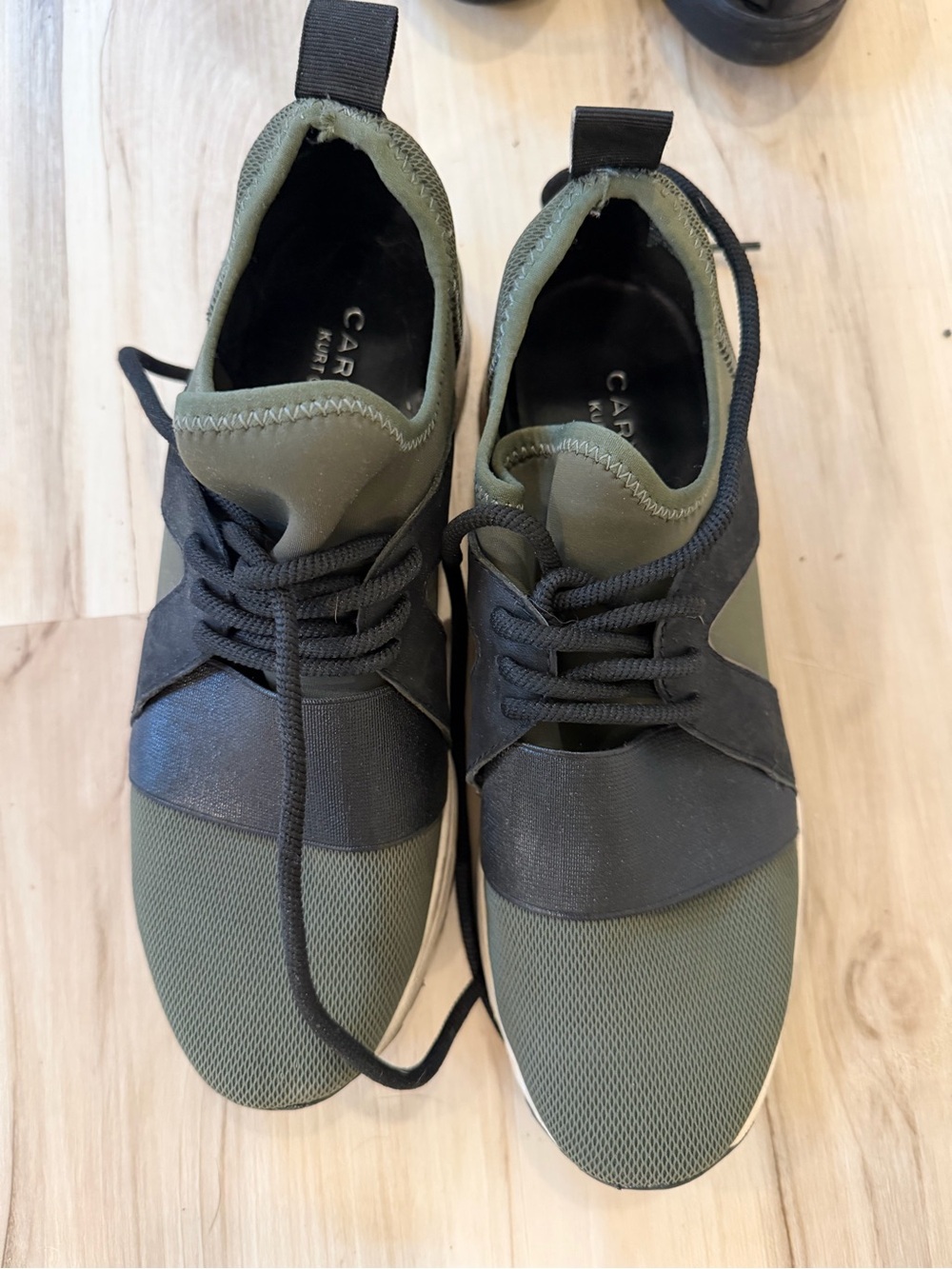 Kurt Geiger Olive Green and Black Low-Top Sneakers